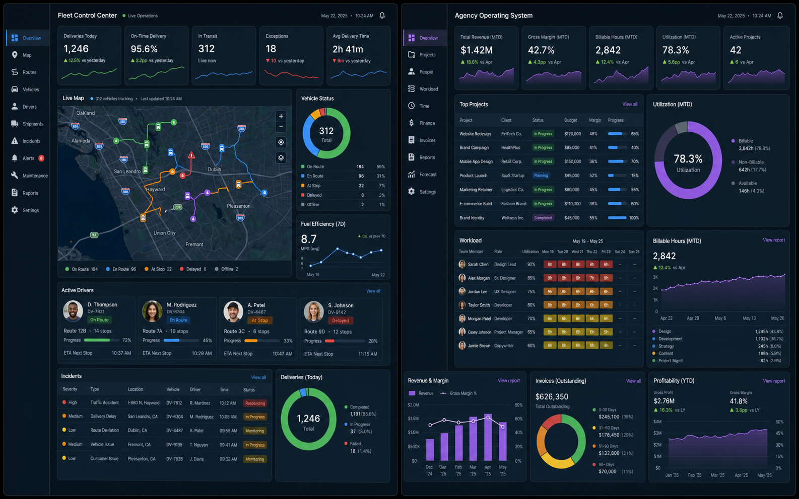 Logistics Fleet Control interface